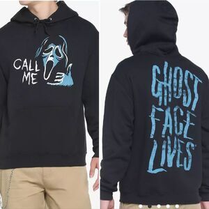 Hot Topic Ghost Face Tonal Black Blue Unisex Fleece Hoodie Men's Small